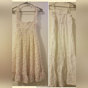 2 bundle dress. White floral and multi color polka dot. Size 7-8